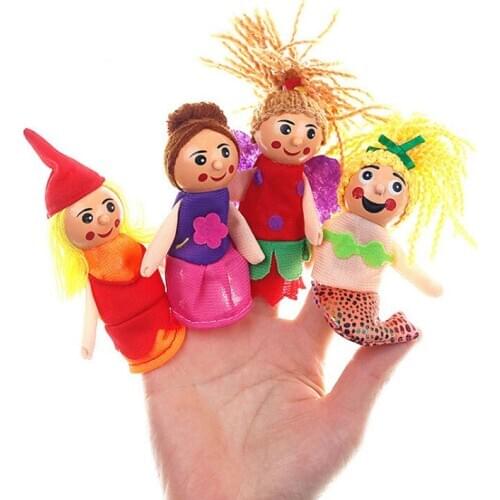 4pcs/lot Finger Puppets baby Educational learning toys Fairy Tale Story Telling cartoon Hand Puppet Fantoche for children kids