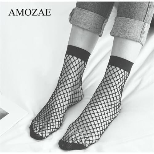 5 Pairs Women Summer Harajuku Fishnet Socks Thin Punk Fashion Hollow Out Mesh Socks Short Casual Net Socks Female
