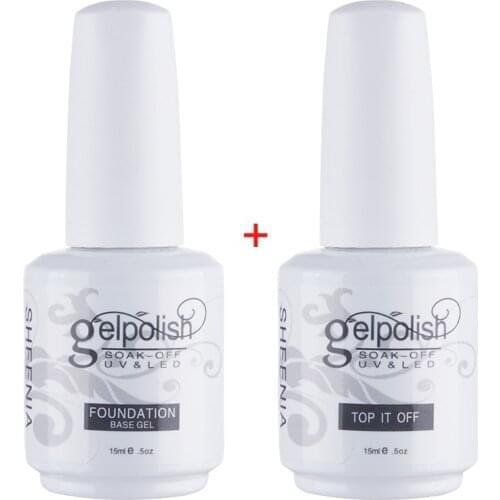White ceramic Non Cleansing Topcoat Nail Art 30ml Soak off Base Coat Foundation without Sticky Layer No Wipe Top Coat Nail Gel