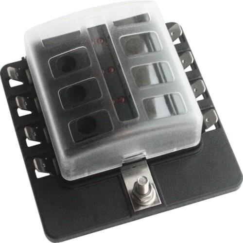30A Circuit 8 Way Blade Fuse Block Box Holder with LED Warning Light for Car Boat Marine Truck Auto+ 40 Stickers