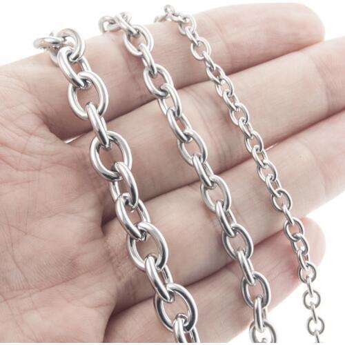 100%Stainless Steel Chain For Jewelry Making 4/6/8mm Metal Rolo Link Chain Bulk Cadena Acero Inoxidable Wholesale 10pcs