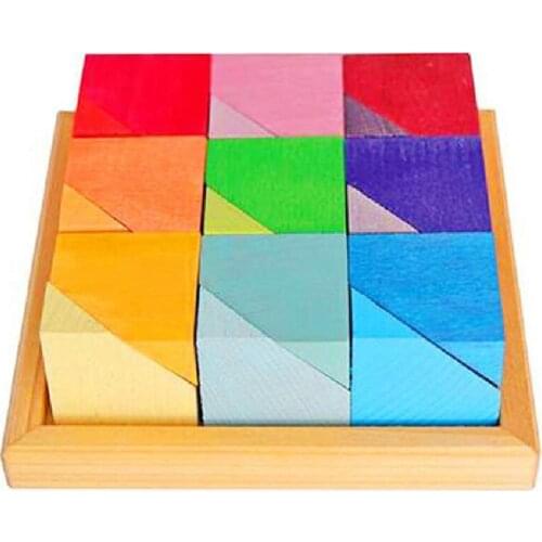 Wooden Rainbow Building Blocks Toys For Kids Montessori Baby Educational Blocks Creative Stackable Color Block Children Toy Gift
