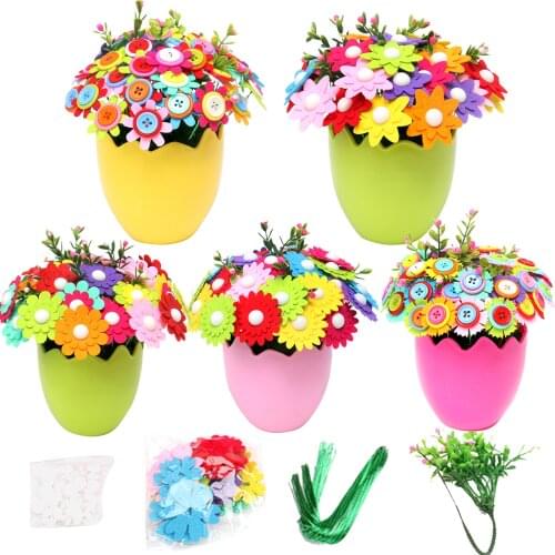 DIY Button Flower Vase Art Crafts Set For 4-12 Years Old Childrens Craft Supplies DIY Vase Crafts Best Handmade Intelligent