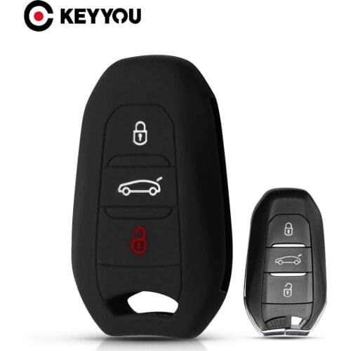 KEYYOU 10x 3 Button Silicone Car Key Case For Peugeot C6 508 C5 C3 508 2008 3008 C4 Aircross Picasso Grand Remote Fob Cover