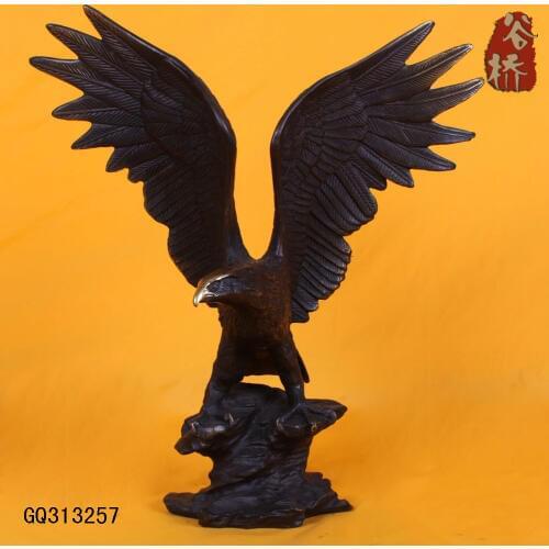 Chinese Bronze Copper Decoration Cooperate Hand Eagle Hawk Lanneret Statue
