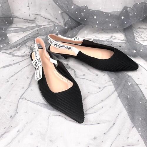 Trendy womens shoes leather flat shoes pointing toe ankle womens belt butterfly apartment-sliding knot summer shoes plus size