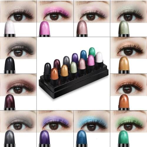 12pcs Glitter Eyeshadow Pen Set Shimmer Highlighter Eye Shadow Cosmetics MA