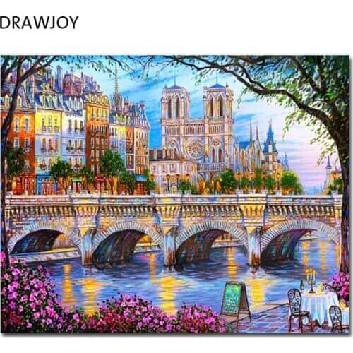 DRAWJOY Framed Picture Painting & Calligraphy Landscape DIY Painting By Numbers Home Decor For Living Room GX7192 40*50cm