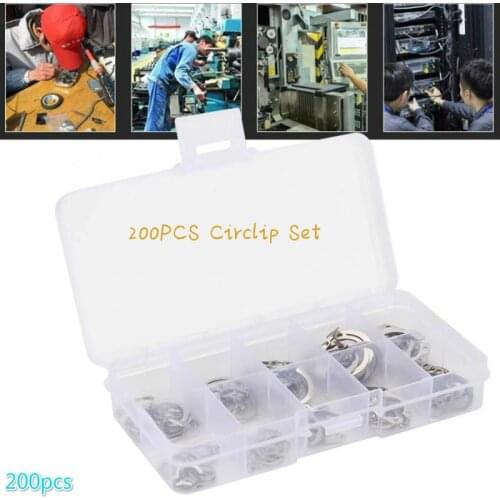 200PCS Circlip Set External/Internal Retaining C-type Cir clip Lock Snap Retaining Ring Assortment Set holes Shaft Collar Washer
