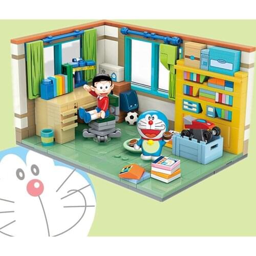 New Japan Classic Comic TV Anime Doraemons Nobitas Nobis`s Room Time Machine Model Technical Building Blocks Bricks Kid Toy Gift