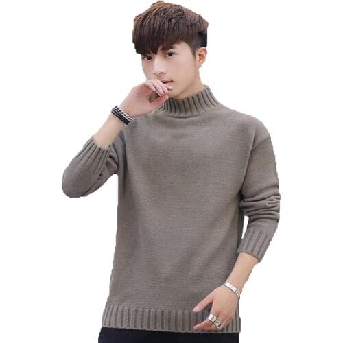 Autumn and winter sweater mens half-necked camel knit sweater fashion long-sleeved thick mens sweater