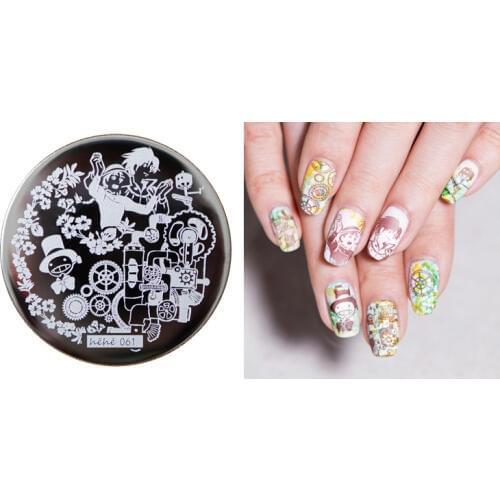 2016 NEW HeHE Stamping Plate hehe61 Robot Machine Wheel Gear Industrial Cool Style Nail Art Stamp Template Image Transfer Stamp