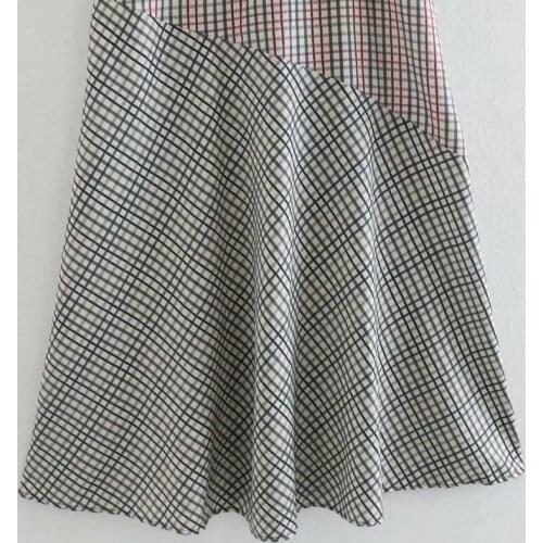 Za 2020 Women Plaid Midi Dress Long Sleeve Slim Round Neck Midi Dress Womens Back Split Elegant Long Dress Women