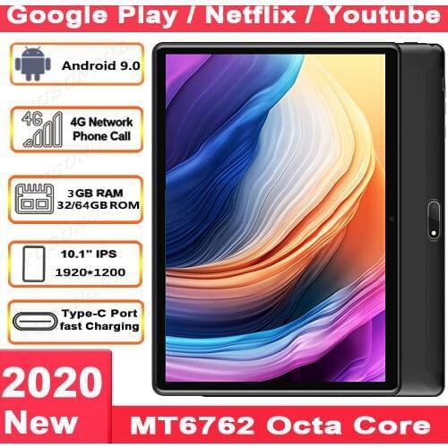 Play Store/Netflix Support 5G WiFi Android 9.0 10 inch tablet 4G LTE Phone Call 1920*1200 IPS 8 Cores 2+8MP Dual Camera WiFi GPS