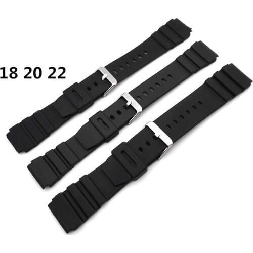 18-22mm Men Black Silicone Rubber Waterproof Sport Wrist Watch Band Strap watch accessories High Quality Watchbands Bracelet