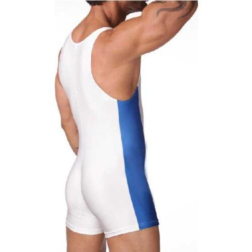 Richkeda Store New 2021 White And Blue One-piece Mens Swimsuit Sports Jumpsuit