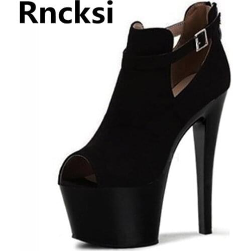 Rncksi Black Girls 17cm High Heel Sexy Spring Women Dress Party Queen Pole Dance Pumps Shoes Platform Pumps