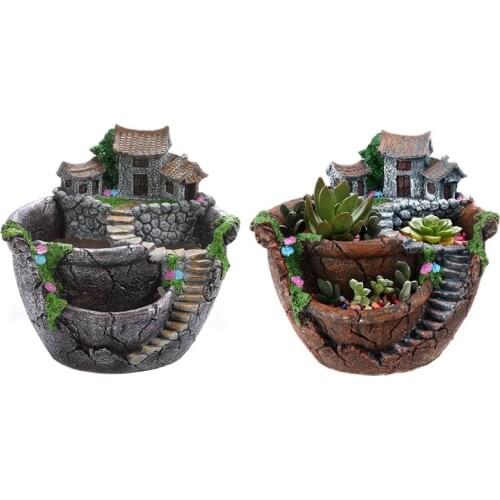 Fairy Garden Planter Flower Plant Pots with Sweet House Unique Design for Home Decoration SDF-SHIP