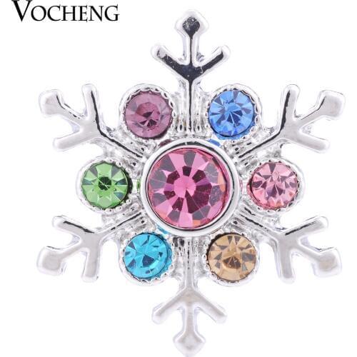 Vocheng Button Snap Charms 18mm 4 Colors Glitzy Snowflake Christmas Gift for Women Vn-1143