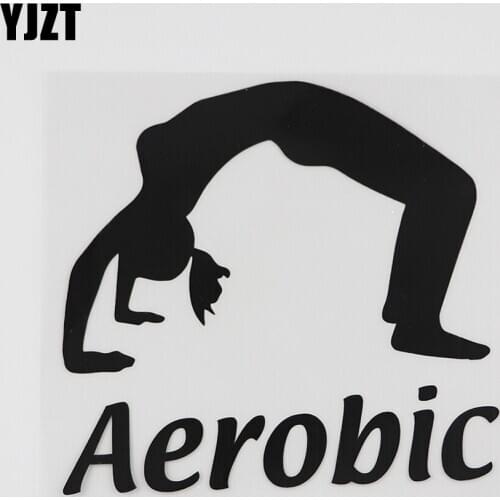 YJZT 13.4CMX13.2CM Aerobic Sports Sexy Girl Fitness Gym Vinyl Car Sticker Black/Silver 8A-0730