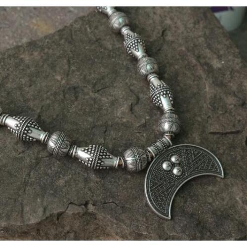 Lanseis Alloy Beads With Moon Viking Jewelry Clothes For Handsome Men, Viking Boob Bling Pendant Slavic Lunula For Women Jewelry