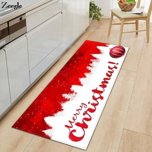 Zeegle Merry Christmas Carpet Soft Kitchen Carpet Non Slip Bedside Carpet Mat Kids Room Rug Hallway Floor Rug Sofa Yoga Area Rug