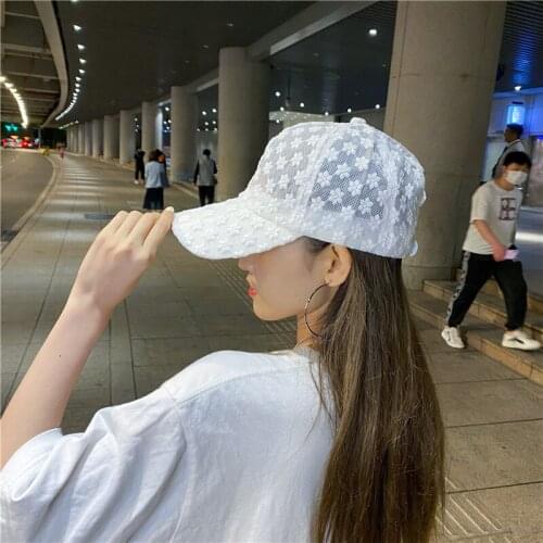 Womens Lace Small Flower Baseball Caps Breathable Mesh Floral Hat Gorras Summer Cap Snapback Casquette Visor Cap
