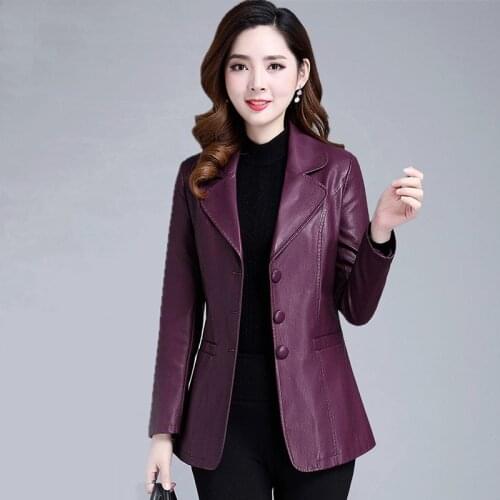 Female Leather Coat Large Size 2020 New Fashion Long Wild Womens Clothing Leisure Womens Leather Jacket Short Slim Women Coats