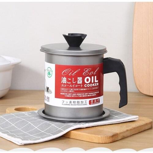 045 Oil bottle Thickened stainless steel oil filter pot household oil separator with cover filter screen Cooking Tool Accessorie