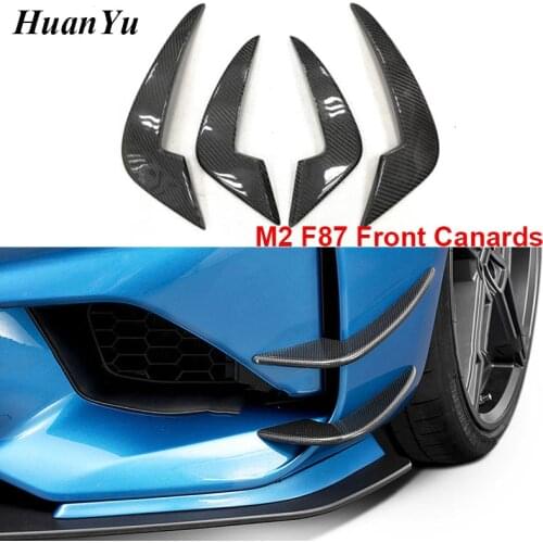 4pcs/Set M2 F87 Front Bumper Canards for BMW 2 Series Carbon Fiber Splitters Air vent Lips 2016 + Exterior Trims Styling Parts