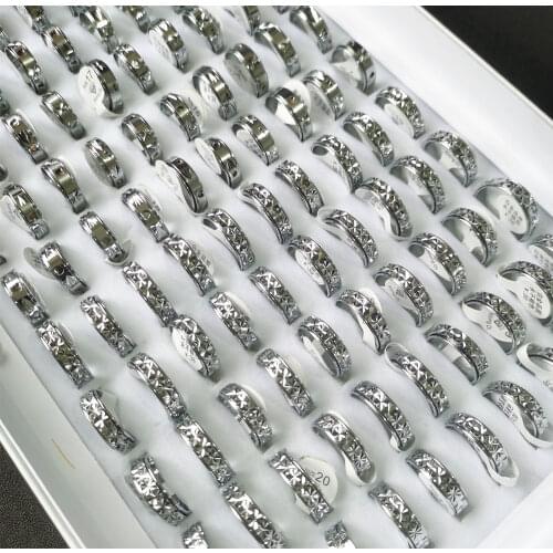 50PCS/LOT Wholesale Polish Chrome Heart Spinner Copper Rings For Rotatable Mix Stylish Design Laser Cutting Unisex Jewelry Gifts