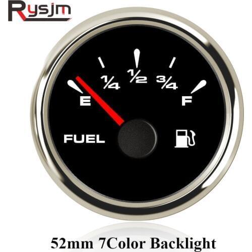 52mm Waterproof Car Boat Fuel Level Gauge 0-190ohm 240-33ohm Digital Boat Fuel Gauge with 8 color backlight for Auto yacht 9-32V