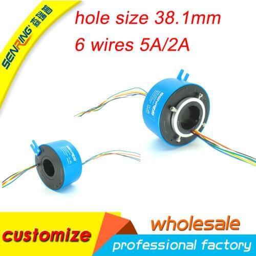 Electrical slip ring industrial used 6 signal wires/2A of through bore 38.1mm slip ring SENRING