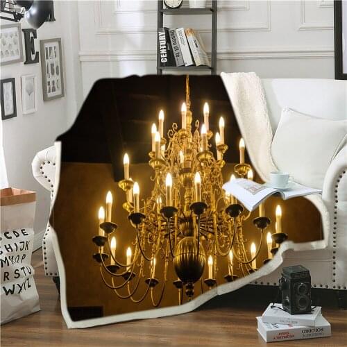 3D Crystal Light Printed Printed Fleece Blanket For Beds Hiking Picnic Thick Quilt Fashionable Bedspread Sherpa Throw Blanket