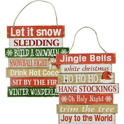 Christmas Decoration Wood Sign Let It Snow Jingle Bells Outside Porch Yard Office Door Hanging Plaque Ornament Home Decor Noel