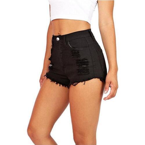 Idopy Women`s Ripped Denim Shorts High Waist Female Slim Fit Distressed Mini Hot Jeans Shorts For Women