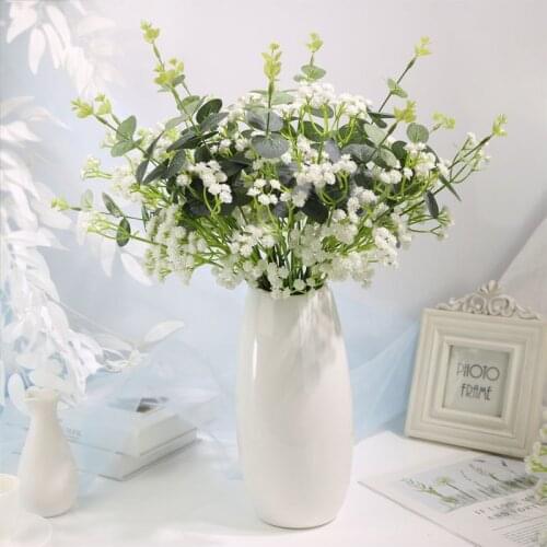 30 cm baby breath artificial flower plastic gypsophila green silk eucalyptus leaf DIY wedding home decoration floral arrangement
