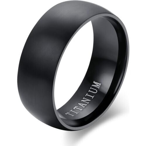 Fashion Mens Black Titanium Ring Matte Finished Classic Engagement Angel Jewelry For Male Wedding Bands
