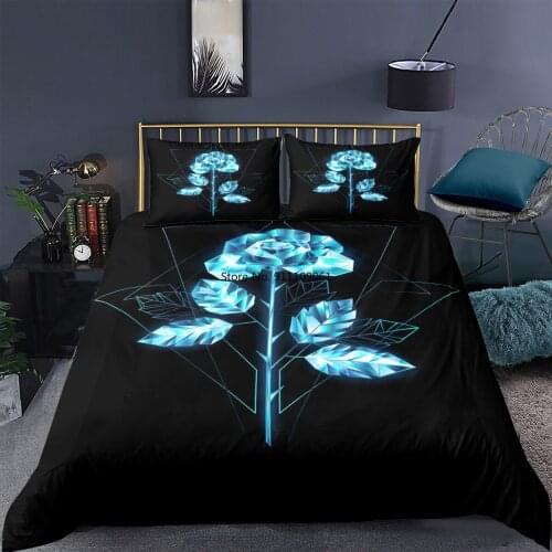 Art Flowers 3D Bedding Set Golden and Black Floral Printed Duvet Cover Pillowcase Adult Child Single Twin Queen King Quilt Cover