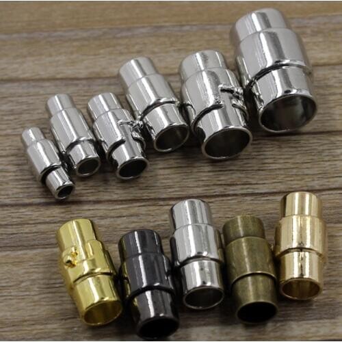 5pcs/lot Antique Bronze Round Copper Magnetic Clasps Fit 3/4/5/6/8/10mm Leather Cord Bracelets DIY Connectors Jewelry Making