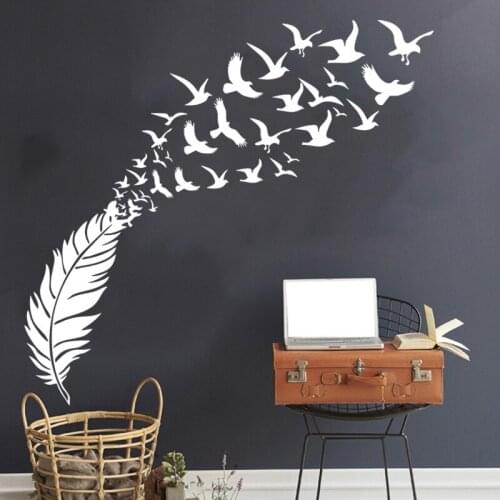 Delicate Feather Bird Vinyl Wall Sticker Bedroom Decor Decals Stickers For Kids Room Decoration Decal Home Decorative