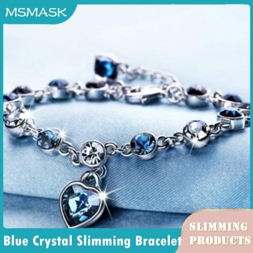 New Exquisite Love Shape Weight Loss Bracelet Slimming Product Blue Crystal Bracelet Magnetic Therapy Burning Fat Health Jewelry