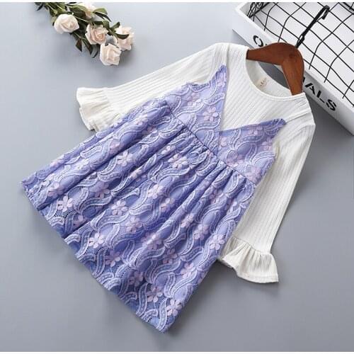 2-6 years High quality girl dress 2021 spring new fashion lace mesh cotton flower kid children girl clothing princess dress