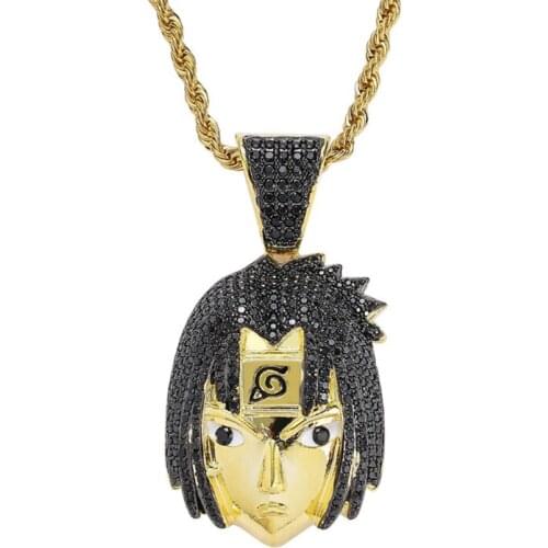Rhinestone Necklace Ice Out Cubic Zircon Cartoon Character Avatar Pendant Hip Hop Gold Silver Color Charm Chain Jewelry