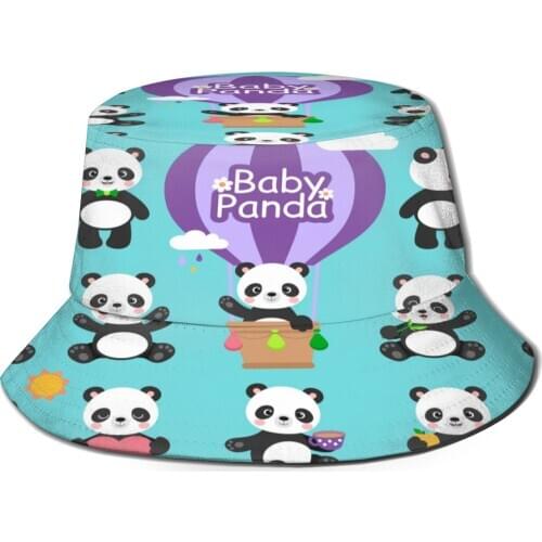 CINESSD 2021 Men Women Summer Cute Baby Panda Bucket Hat Bob Fisherman hat Outdoor Travel Sun Visor Fashion Panama