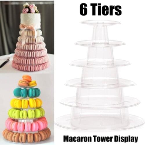 6 Tiers Tower Macaron Macaron Display Stand Round Cake Stand PVC Tray Birthday Wedding Display Rack Cake Decorating Tools