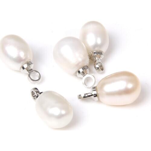 6*7mm 10PCS Natural Pearl Pendants Water Drop White Pearl Pendant Charms for Jewelry Making Parts&Accessories DIY Craft Findings
