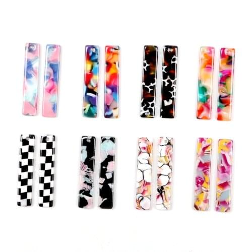 Tortoise Shell Charm,Acetate Acrylic, Thin Bar Rectangle pendant ,Boho ,Leopard Print,Earring Parts,Ohrringe finding-ACE134