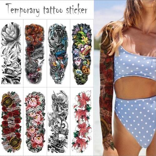 Full Arm Large Size Temporary Tattoo flower tiger dragon joss Flash Tattoo Tato Sleeve Waterproof fake tattoo for Men and Women