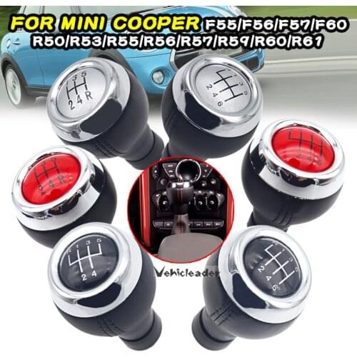 5/6 Speed Manual Gear Shift Knob PU Leather MT Lever Shifter Knob Handle For Mini Cooper R55 R56 R57 R58 R59 F55 F56 F54 F57